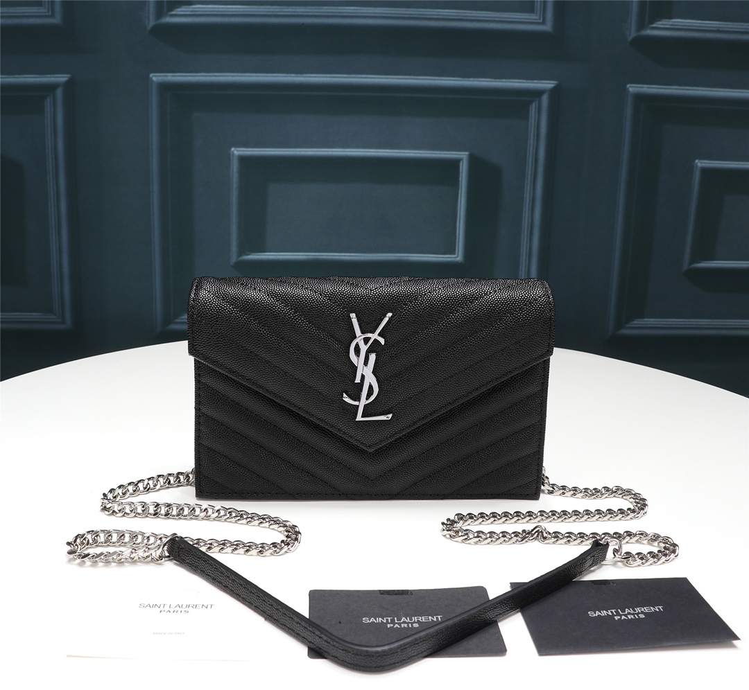 New YSL Handbag 27720 Black-Silver